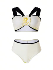 Noir Blossom Bikini & Luxe Sarong Set