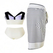 Noir Blossom Bikini & Luxe Sarong Set