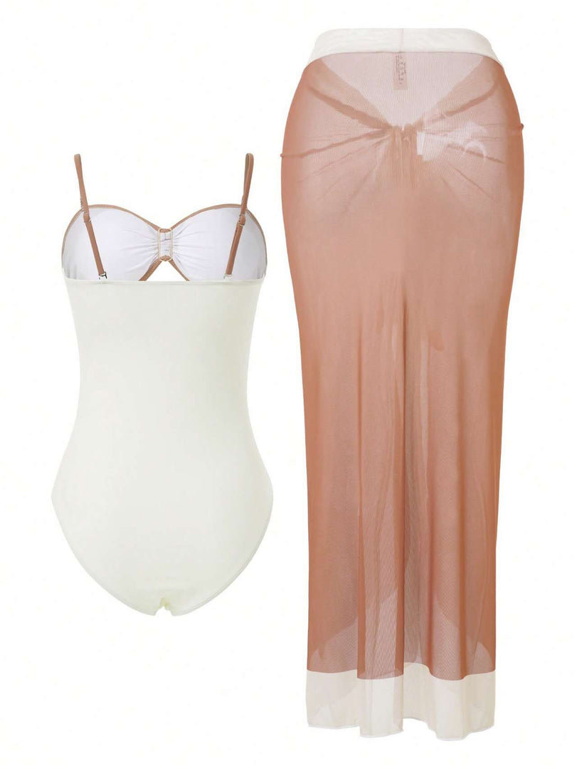 Sahara Glow One-Piece Swimsuit & Sheer Sarong Set