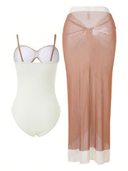 Sahara Glow One-Piece Swimsuit & Sheer Sarong Set