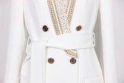 Metal Shawl Collar Sequined Blazer with Belt