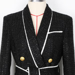 Load image into Gallery viewer, Tweed Double Breasted Gold Buttons  Jacket
