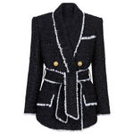 Load image into Gallery viewer, Tweed Double Breasted Gold Buttons  Jacket
