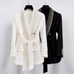 Load image into Gallery viewer, Metal Shawl Collar Sequined Blazer with Belt
