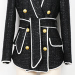 Load image into Gallery viewer, Tweed Double Breasted Gold Buttons  Jacket
