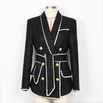 Load image into Gallery viewer, Tweed Double Breasted Gold Buttons  Jacket
