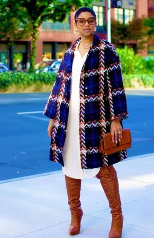 Plaid Mid-Length Overcoat