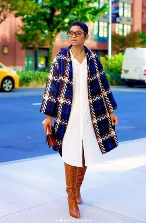 Plaid Mid-Length Overcoat