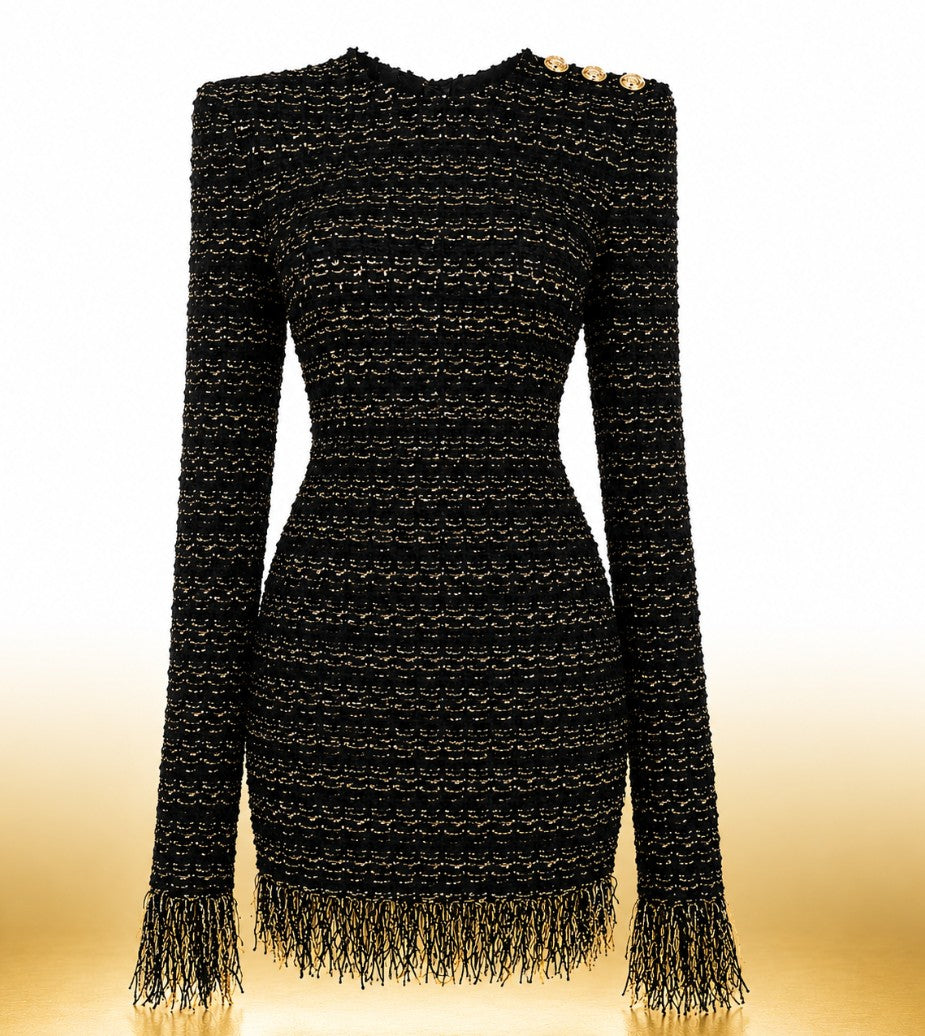 Retro Cashmere Blend Knit Dress