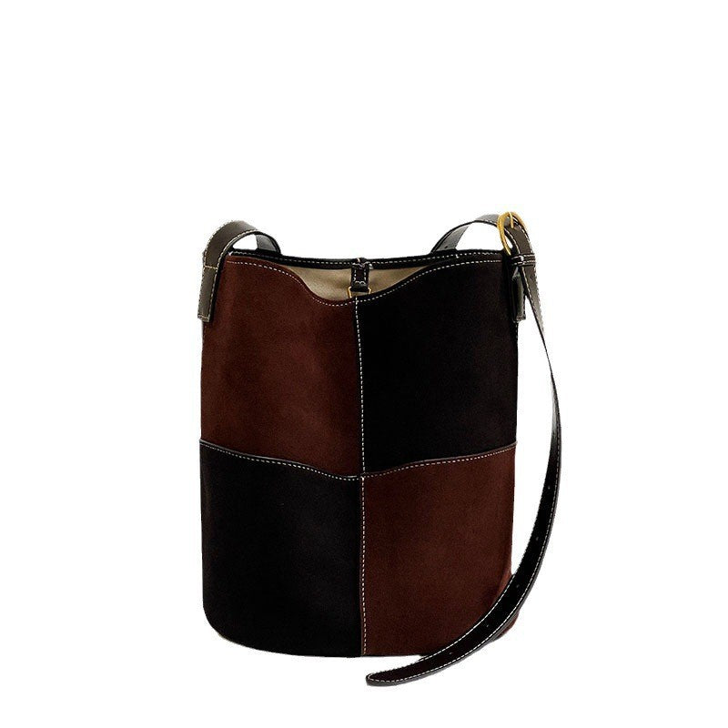 Plaid Patchwork Suede Handbag