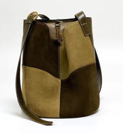 Plaid Patchwork Suede Handbag