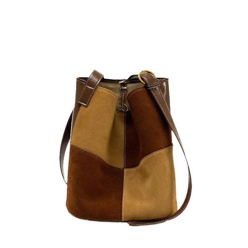 Plaid Patchwork Suede Handbag