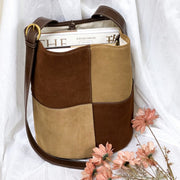 Plaid Patchwork Suede Handbag