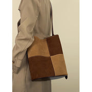 Plaid Patchwork Suede Handbag