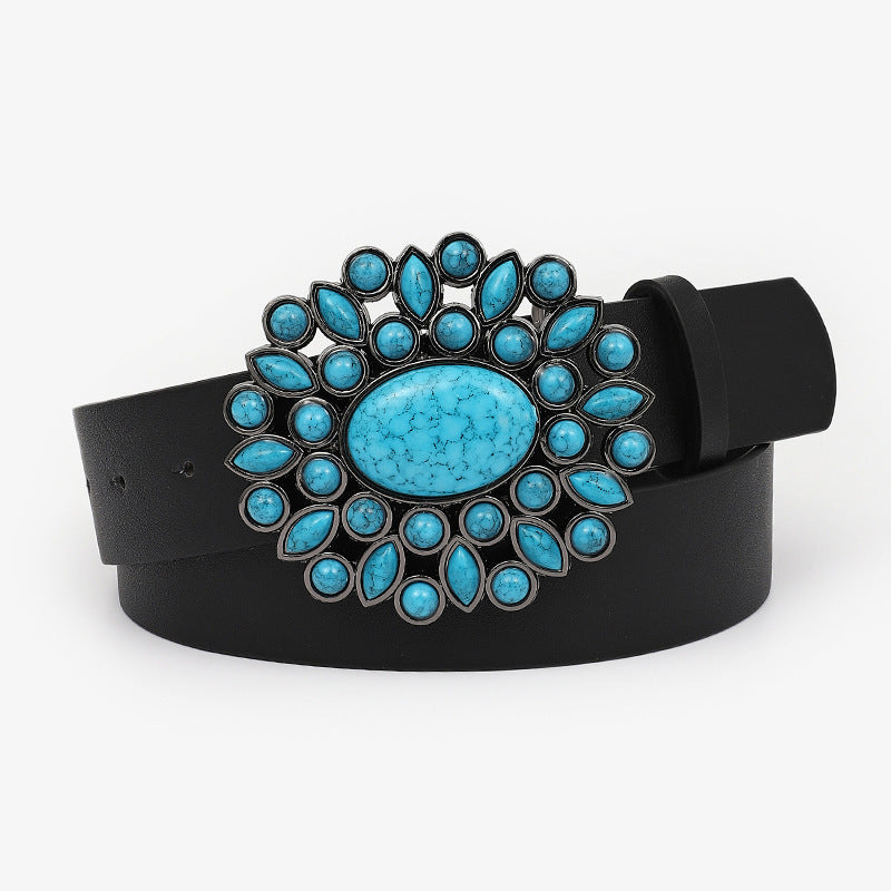 Floral Turquoise leather 1209