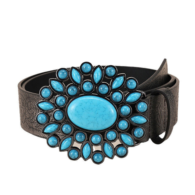 Floral Turquoise leather 1208