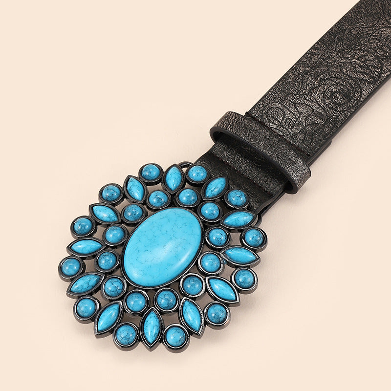 Floral Turquoise leather 1208