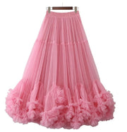 Ruffle Elastic Waist Mesh Skirt