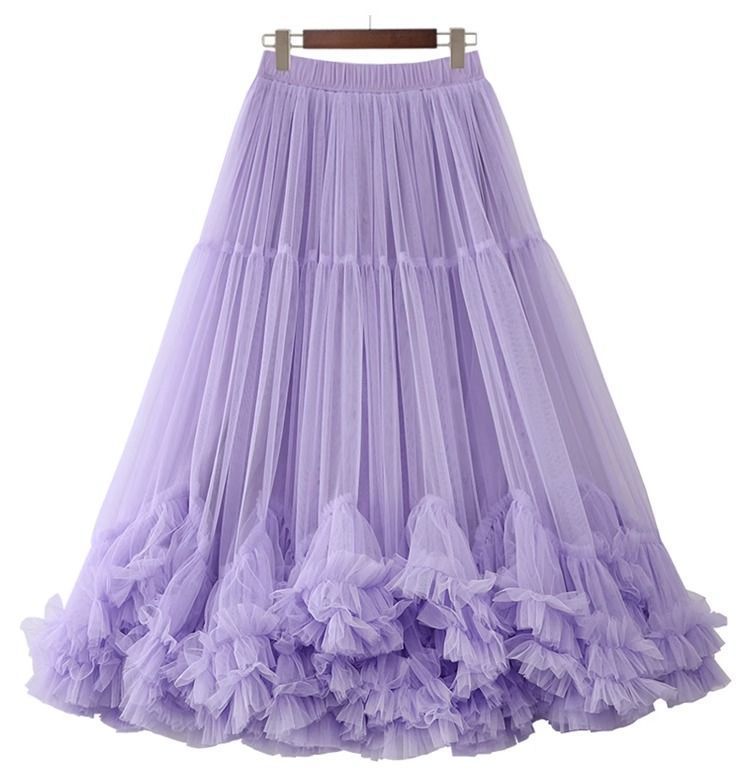 Ruffle Elastic Waist Mesh Skirt