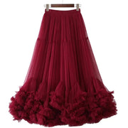 Ruffle Elastic Waist Mesh Skirt