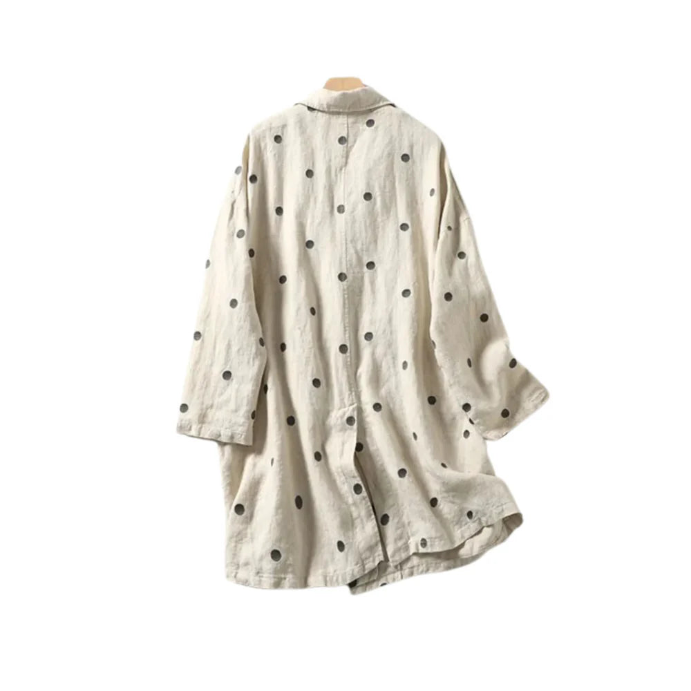 Beige Polka Dots Loose Coat