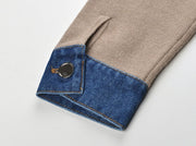 Denim Knitted Patchwork Cardigan