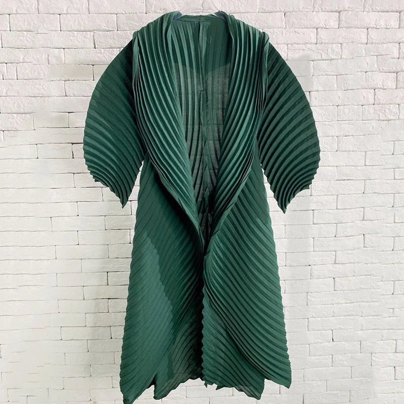 Accordion Pleated Long Coat