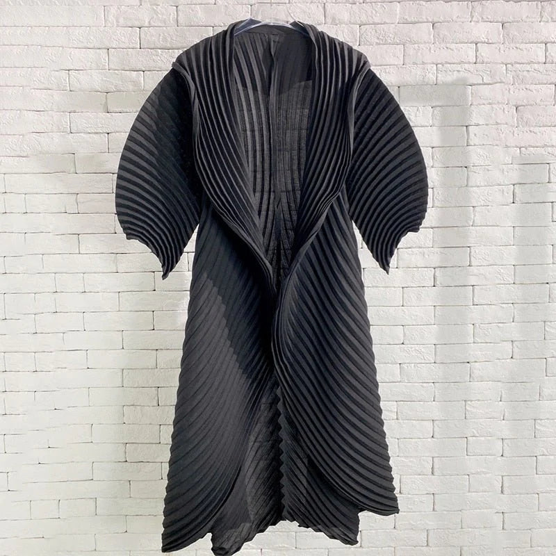 Accordion Pleated Long Coat