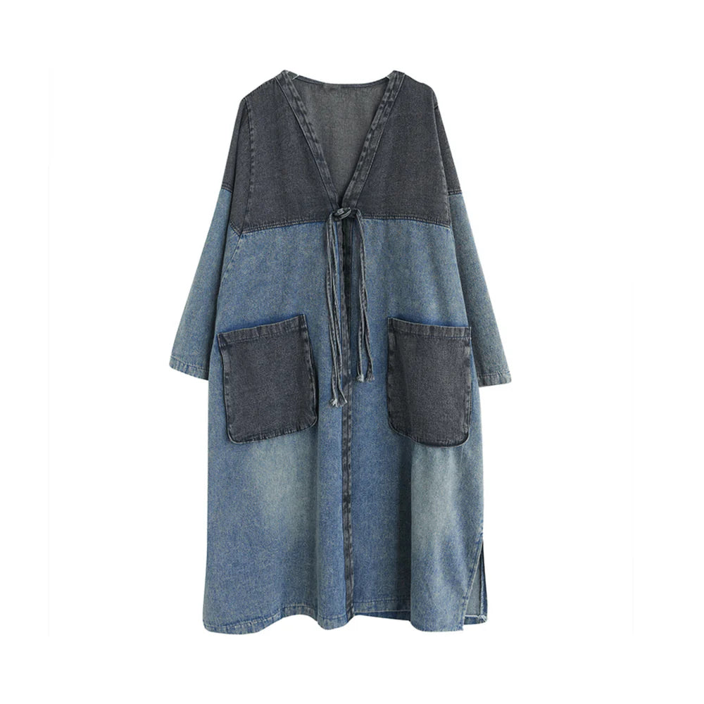 Big Pockets Split Denim Coat