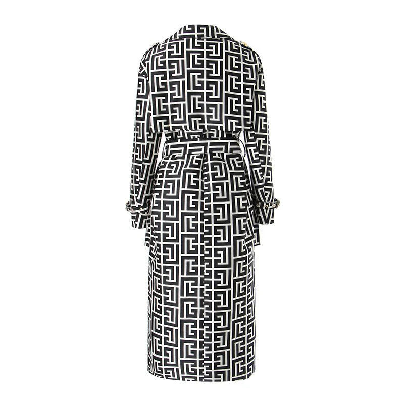 Black Stripes White Fall Coat