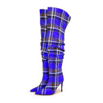 Load image into Gallery viewer, Checked Fabric High Knee Boots
