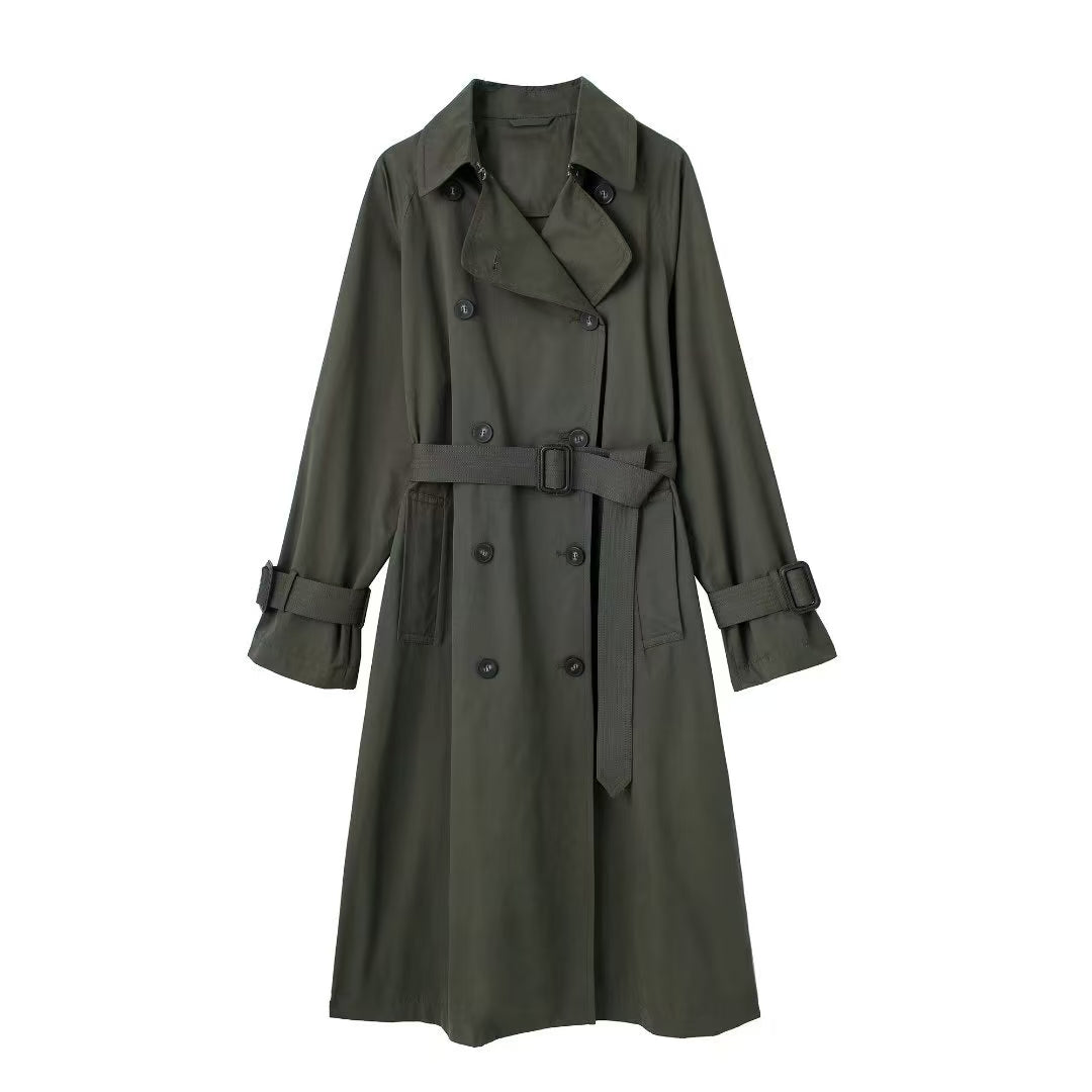 Double breasted long trench coat 1715