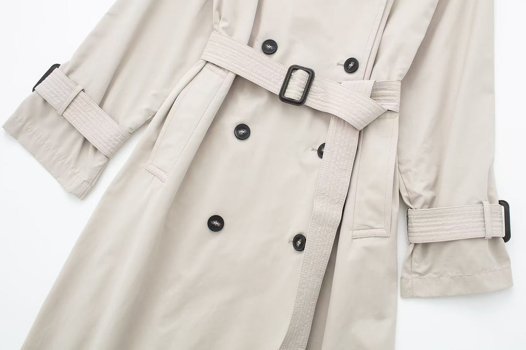 Double breasted long trench coat 1715