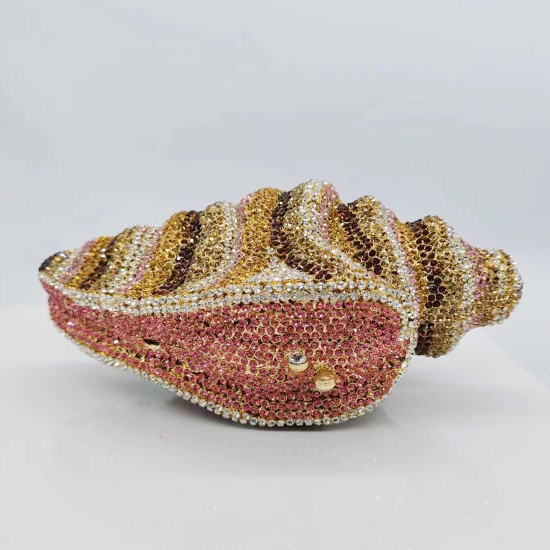 Conch Rhinestone Purse -Gold