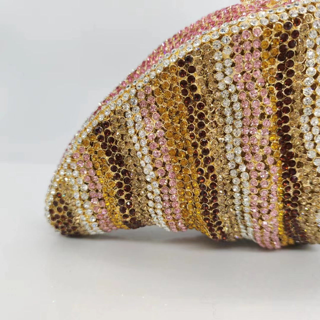 Conch Rhinestone Purse -Gold