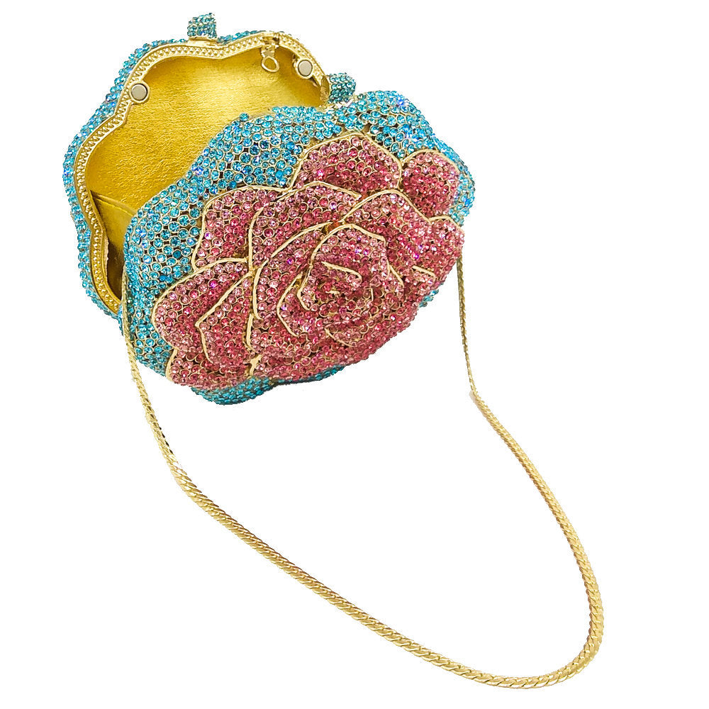 Rose Flower Crystal Rhinestone Bag