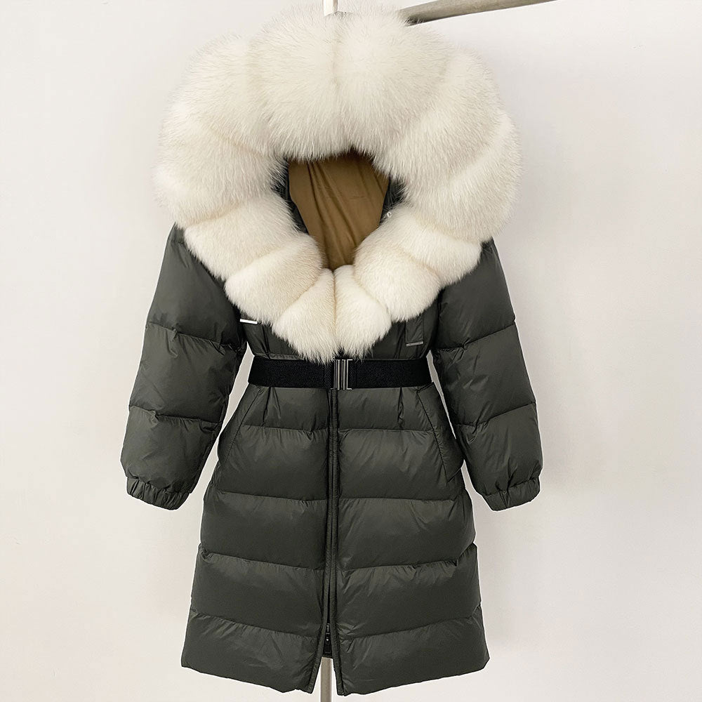 Long Coat Fur Collar with Zipper 1560