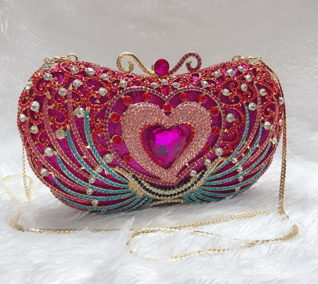 Heart Rhinestone Evening Purse