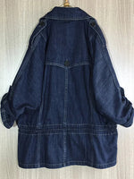 Load image into Gallery viewer, Large Lapel Tie Waist Denim Jacket
