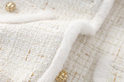 White Fur Trim Belt Blazer