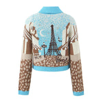 Load image into Gallery viewer, Paris Street Knitted Blue Cardigan
