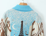 Load image into Gallery viewer, Paris Street Knitted Blue Cardigan
