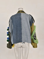 Load image into Gallery viewer, Patches Sequins and Laces Collage Jacket
