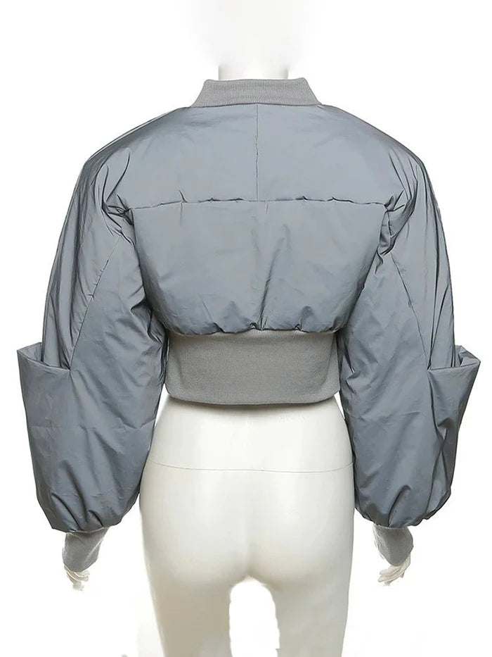 Reflective Puffer Cropped Padded Jacket