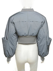 Reflective Puffer Cropped Padded Jacket