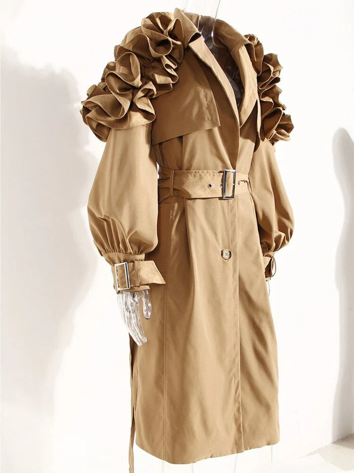 Ruffle Trench Coat