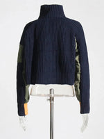 Load image into Gallery viewer, Tricolor Spliced Knitted Cropped Jacket
